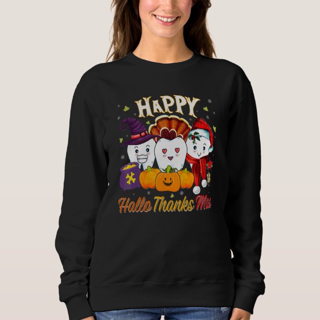 Sweatshirt Dents HalloThanksMas Halloween Action de grâce Chr (Devant)