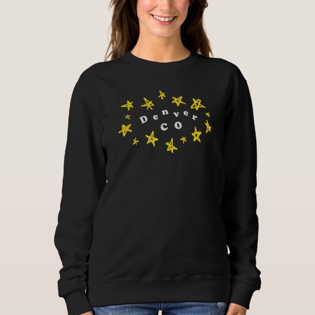 Sweatshirt Denver Co Design Whimsical Avec Étoiles Tirées (Devant)