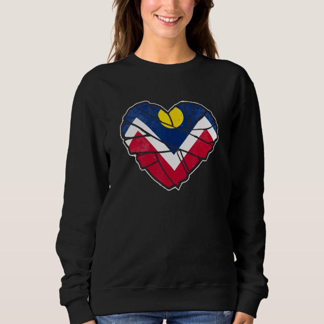 Sweatshirt Denver Flag Heart Shape Colorado Fan Love (Devant)
