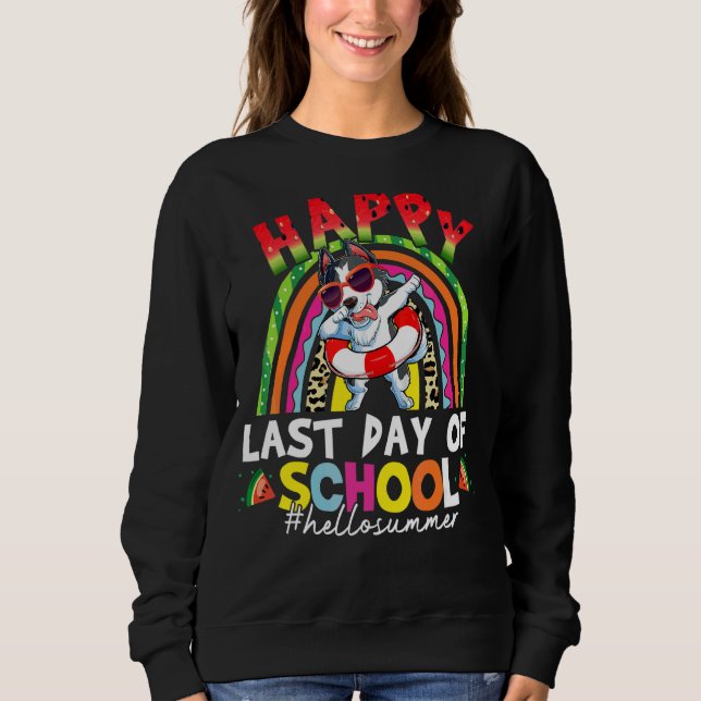 Sweatshirt Dernier Jour De L'École Sibérienne Husky Dabbing É (Devant)