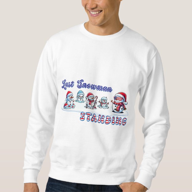 Sweatshirt Dernier Snowman debout Motif du drapeau américain (Devant)