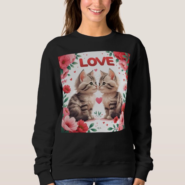 Sweatshirt Des chatons amoureux un amour doux (Devant)