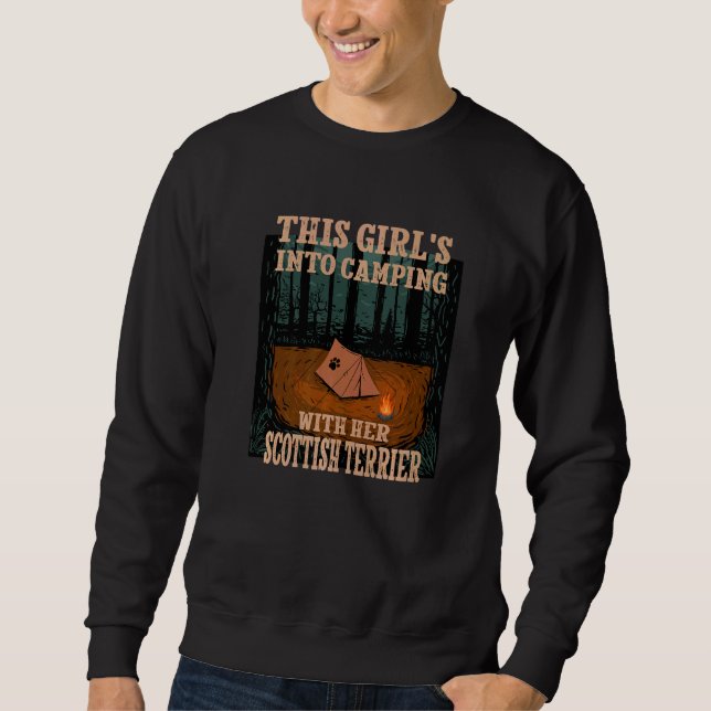 Sweatshirt Des Filles En Camping Avec Son Chien Terrier Écoss (Devant)