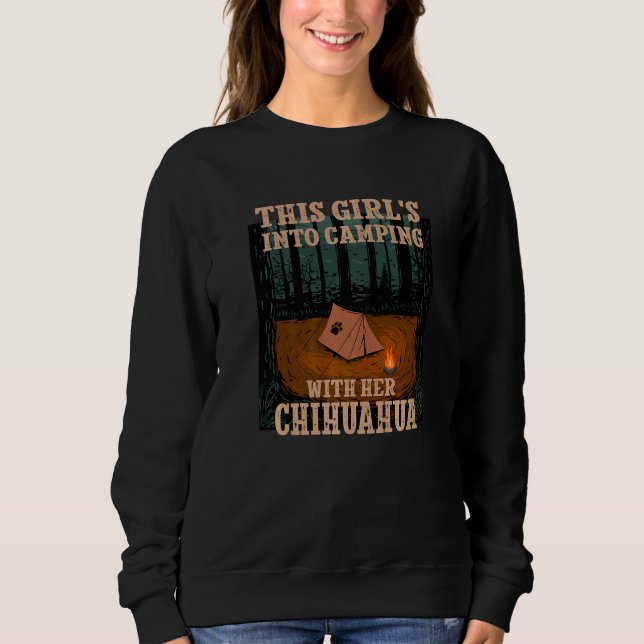 Sweatshirt Des Filles En Camping Avec Son Chihuahua Chiwawa C (Devant)