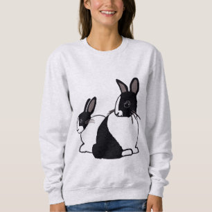 Sweatshirt des lapins noirs et blancs néerlandais