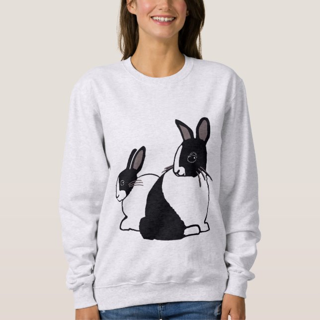 Sweatshirt des lapins noirs et blancs néerlandais (Devant)