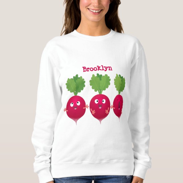 Sweatshirt Des radis mignons chantant des légumes de dessin a (Devant)