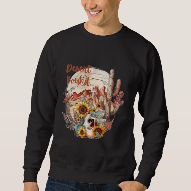 Sweatshirt Desert Bound Cactus Scène tournesol avec Cactus Gr (Devant)