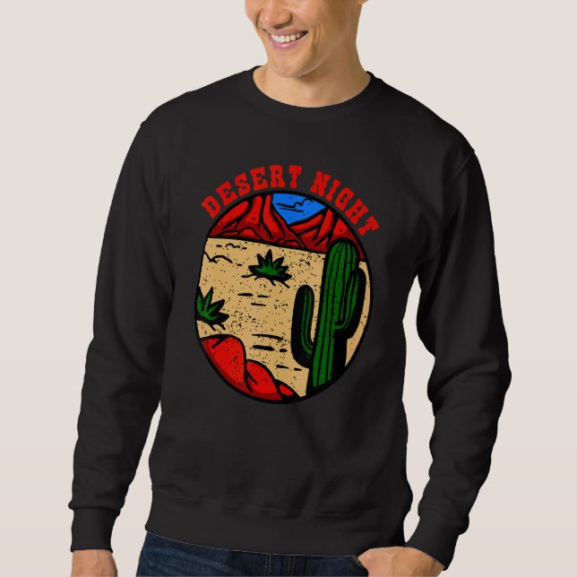 Sweatshirt Desert Night Cactus Dark Paysage Aventure Randonné (Devant)