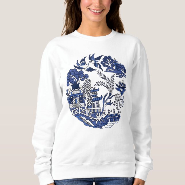 Sweatshirt Design classique de saule bleu (Devant)