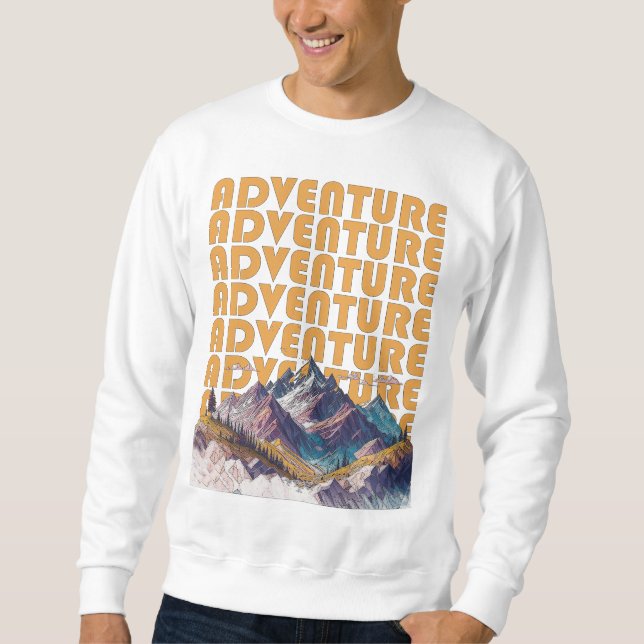 Sweatshirt Design de montagne d'aventure. (Devant)