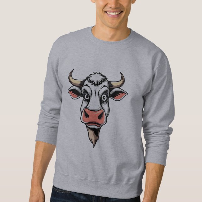 Sweatshirt Design d'impression de vache de dessin (Devant)