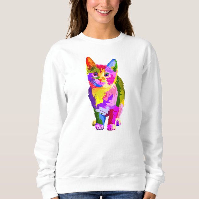 Sweatshirt Design prismatique Stylisé Kitten-32345 (Devant)