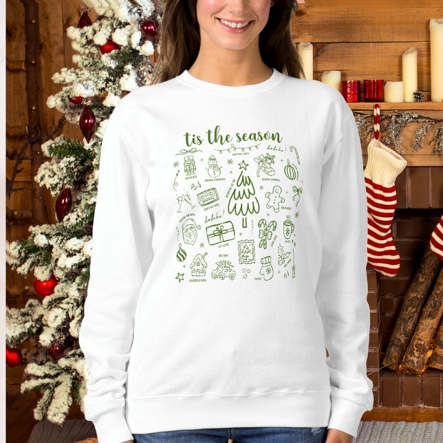Sweatshirt Dessin à main levée fantaisiste vert (Créateur téléchargé)