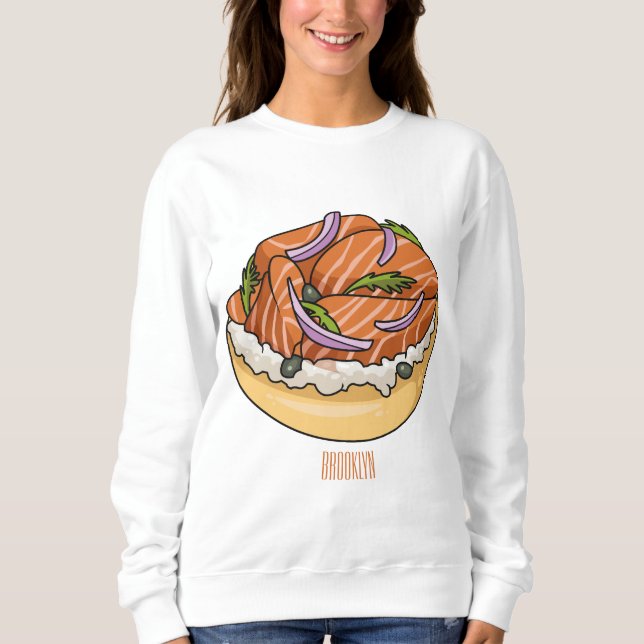 Sweatshirt dessin animé de bagel saumon (Devant)