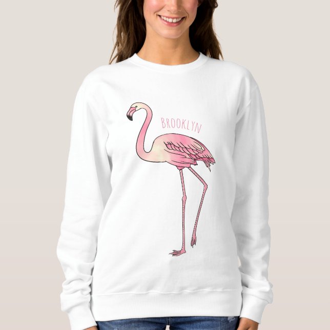 Sweatshirt dessin animé d'oiseau Flamant rose (Devant)