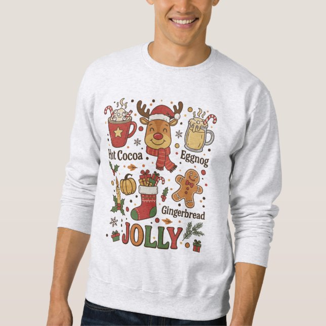 Sweatshirt Dessin animé rétro de Noël joyeux (Devant)