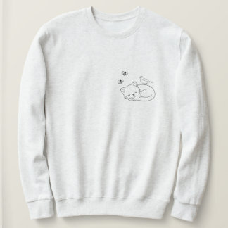 Sweatshirt Dessin au trait de chat endormi