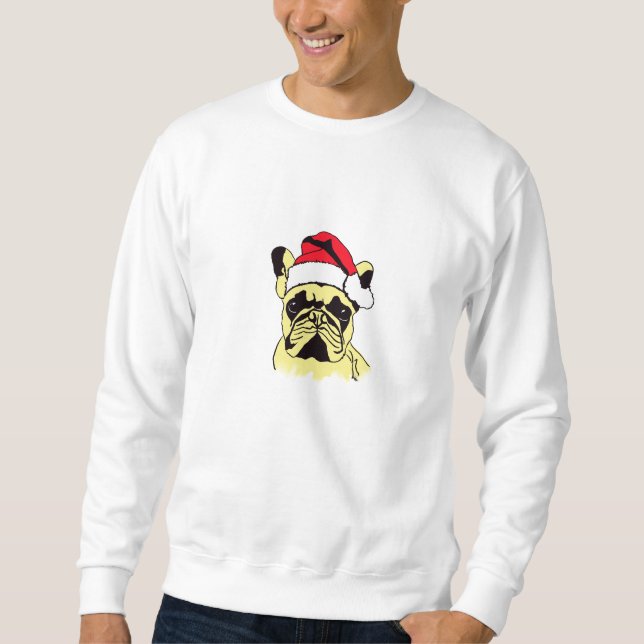 Sweatshirt Dessin de Noël de Bulldog (Devant)