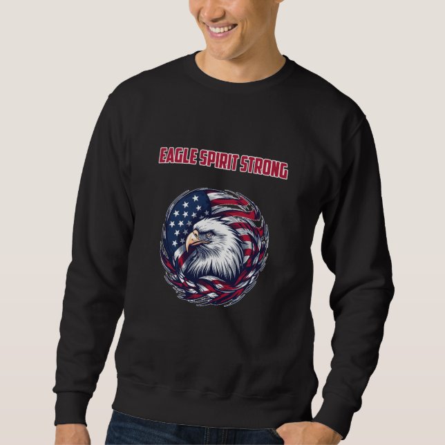 Sweatshirt Dessin de patriote américain fort esprit d'aigle (Devant)