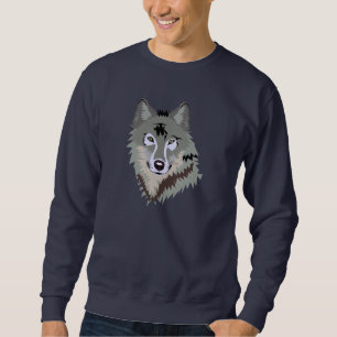 Sweatshirt Dessin de visage de loup gris