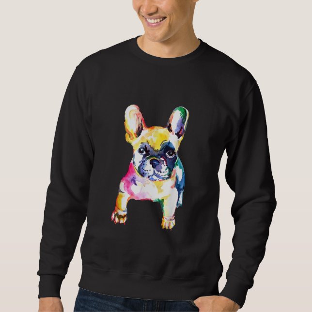 Sweatshirt Dessin Français Bulldog original aquarelle (Devant)
