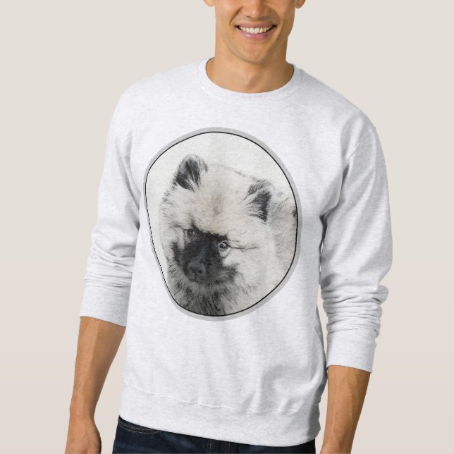 Sweatshirt Dessin Keeshond Chiot - Joli dessin original Chien (Devant)