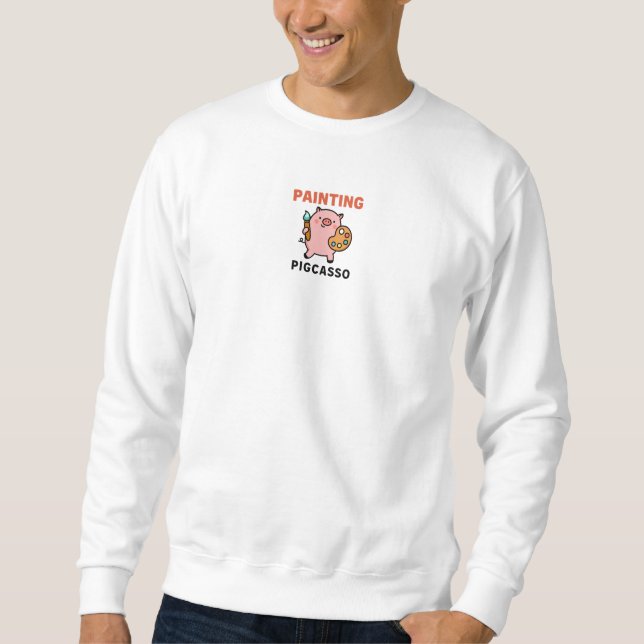 Sweatshirt Dessin Mignon de Pigcasso Art de Cochon de Bande D (Devant)