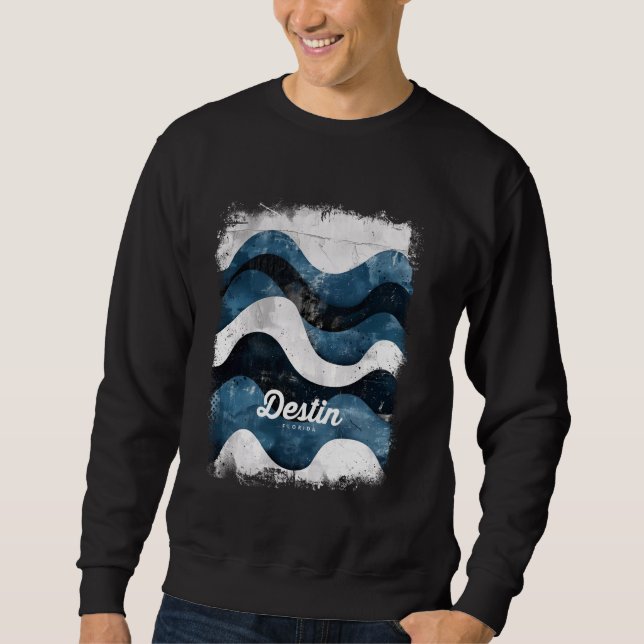 Sweatshirt Destin Florida FL Plage Tropical Surf Vaves Vin (Devant)