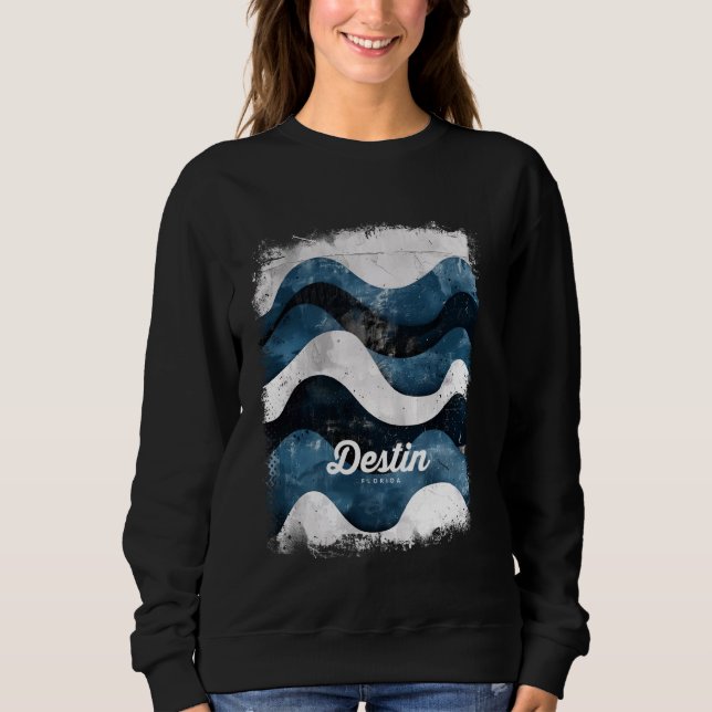 Sweatshirt Destin Florida FL Plage Tropical Surf Vaves Vin (Devant)