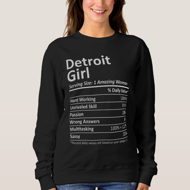 Sweatshirt Detroit Girl Mi Michigan City Accueil Racines Usa (Devant)