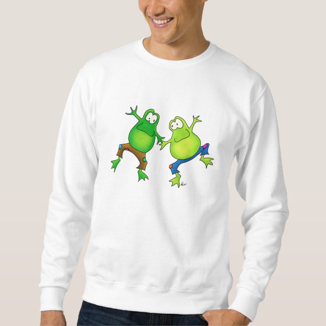 Sweatshirt Deux amis sautants heureux de grenouille (Devant)