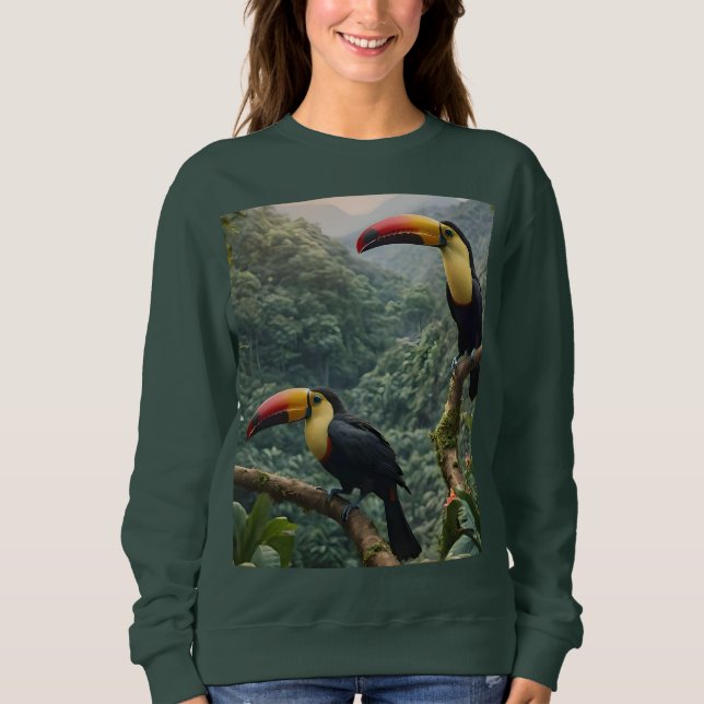 Sweatshirt Deux Oiseaux Toucans Tropicaux, (Devant)