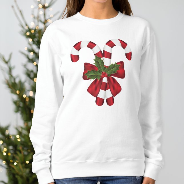 Sweatshirt Deux Sucres de canne Festifs Rouge Et Blanc (Festive design for the Holiday season.)