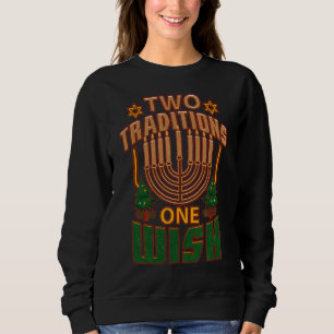Sweatshirt Deux traditions un souhait Hanoukka juif