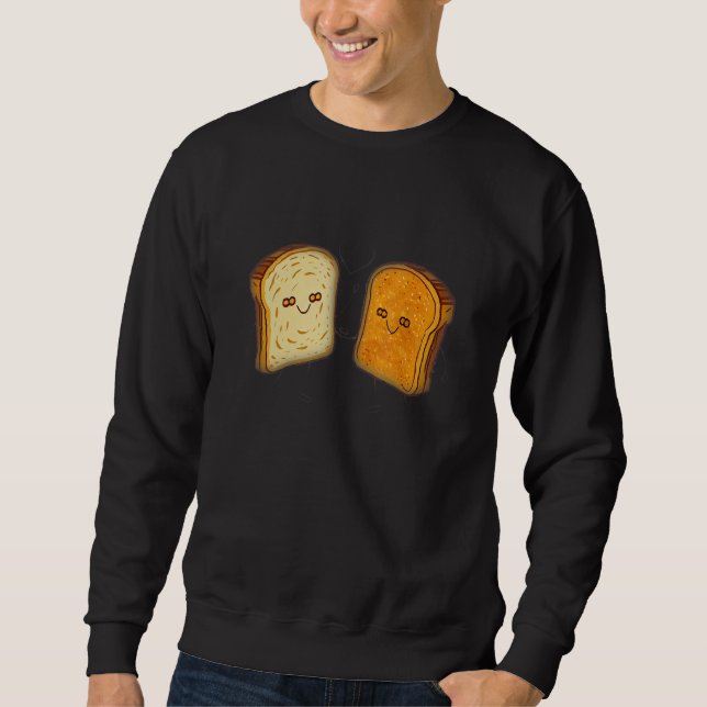 Sweatshirt Deux Tranches De Toast Se Tenant La Main (Devant)
