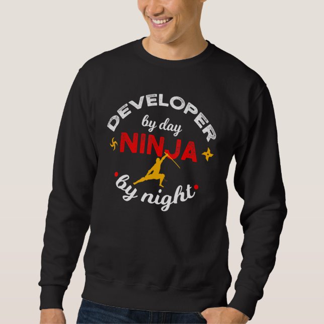 Sweatshirt Développeur de jour Ninja de nuit Débogage Codeur  (Devant)