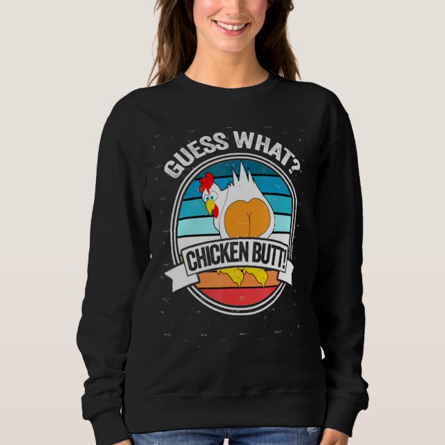 Sweatshirt Devinez Ce Bouton De Poulet Blanc Design plaisante (Devant)