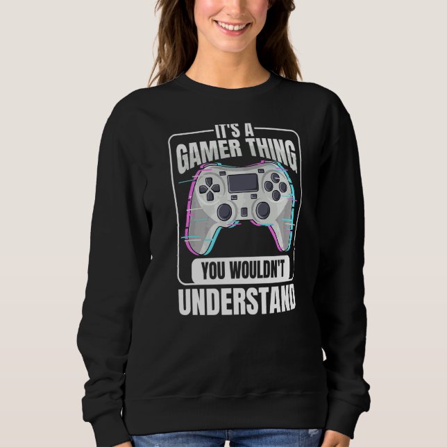 Sweatshirt Devis Gamer En Ligne Pour Un Contrôleur Nerd (Devant)