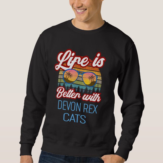Sweatshirt Devon Rex Retro Sunset Life est meilleur avec Devo (Devant)