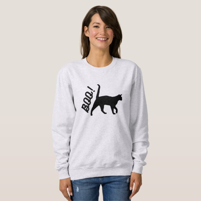 Sweatshirt d'Halloween Chat noir Boo (Devant entier)