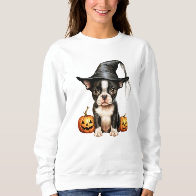 Sweatshirt d'Halloween de Boston Terrier Puppy (Devant)