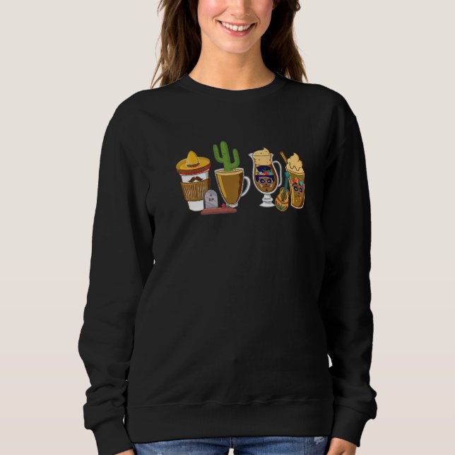 Sweatshirt Dia De Los Muertos Halloween Day Of Dead Coffee Mu (Devant)