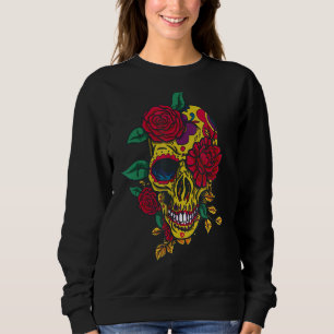 Sweatshirt Dia De Los Muertos Masque Crâne Rose Journée de la