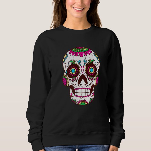 Sweatshirt Dia De Los Muertos Pink Elements Skull Mask Premiu (Devant)