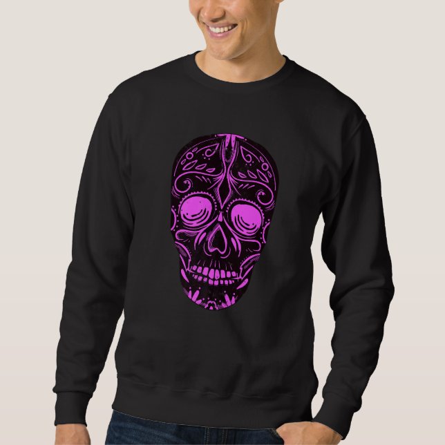 Sweatshirt Dia De Los Muertos Purple Skull Mask Premium (Devant)