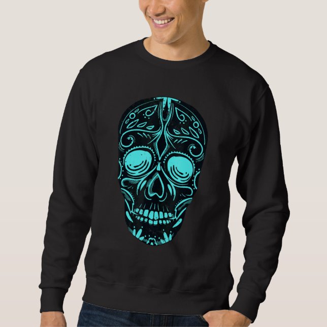 Sweatshirt Dia De Los Muertos Turquoise Mask Skull (Devant)