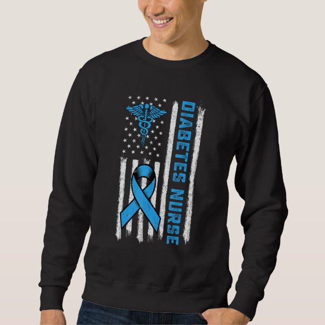 Sweatshirt Diabetes Nurse Diab Nurse USA Flag Diabetes Awaren (Devant)