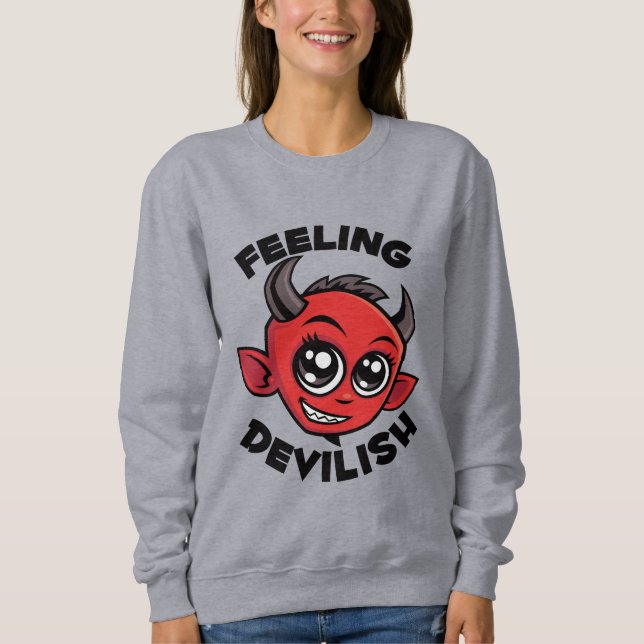 Sweatshirt Diable Mignon Qui Sourit (Devant)