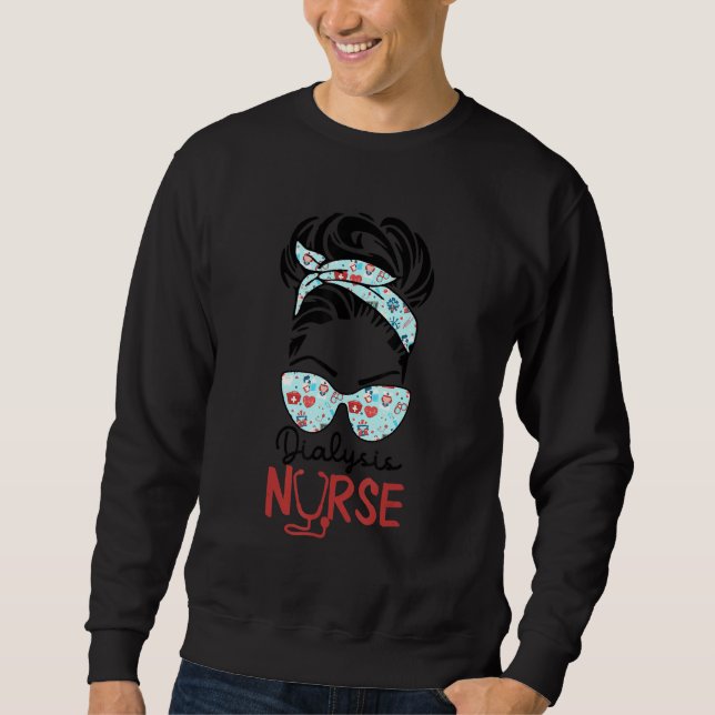 Sweatshirt Dialyse Infirmière Messy Bun Amour Coeur Stethosco (Devant)